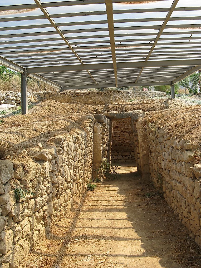 Entrance of tholos tomb of Dendra cementery (Peloponnese-Greece).