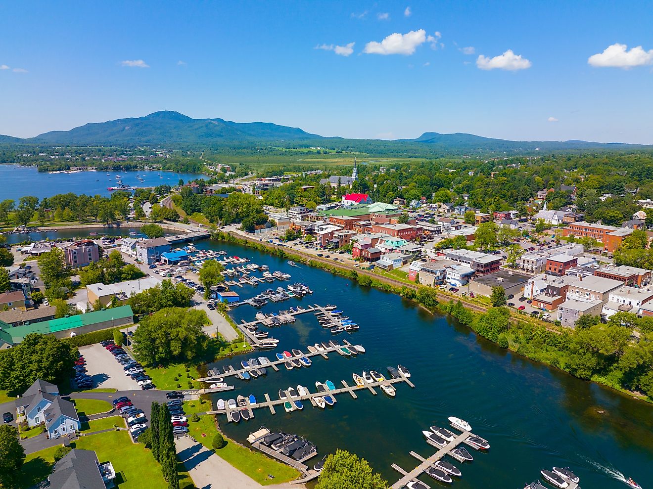 Aerial view of Magog, Quebec, Canada.