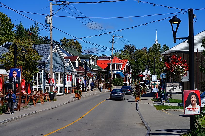 The vibrant town of Saint-Sauveur in Quebec, Canada. 