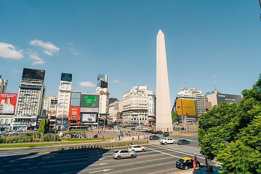 The Obelisk a major touristic destination in Buenos Aires, Argentina. 