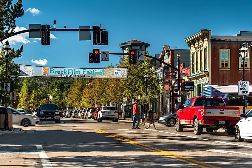 The vibrant Main Street scene in Breckenridge, Colorado