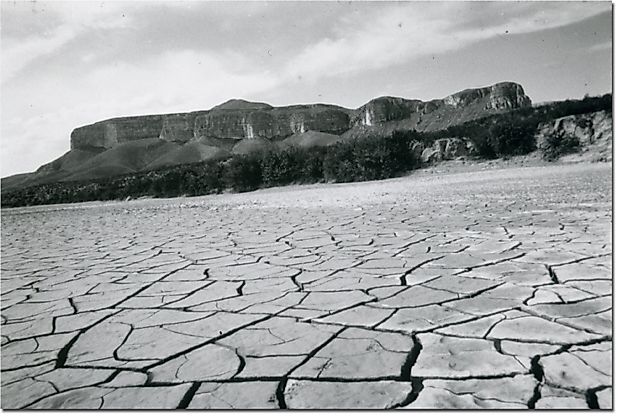 Cracked dry land during Texas 1950s drought