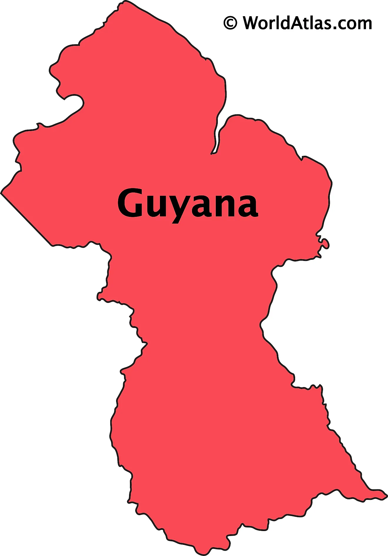 Outline Map of Guyana