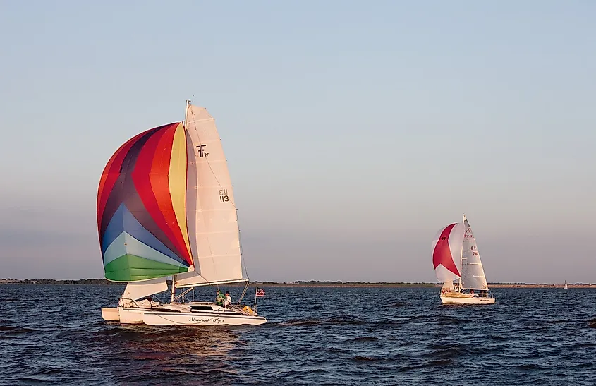 Sailing on the reservoir of Cheney State Park near Witchita, Kansas.
