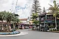 Shops and businesses in the centre of Byron Bay, NSW, Australia.